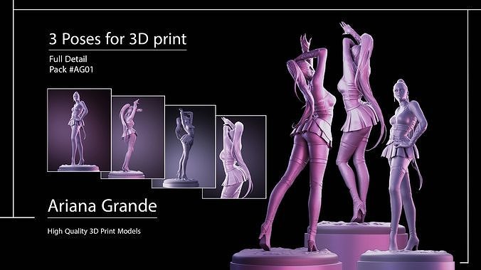 ariana grande printable model 3d 3dprint beautiful dishes dance stilize render zbrush art sculptures 3D print model - Mito3D