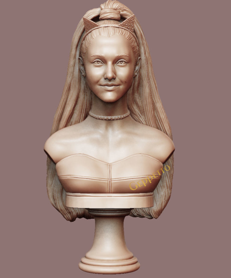 ariana grande scultura pronto to 3d stampa cantante femmina voce musica stampa ragazza donne americano pop arte sculture 3D print model - Mito3D