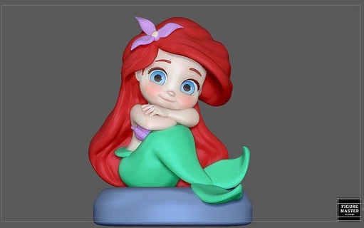 Ariel bébé Sirène Princesse disney personnage mignonne 3d impression modèle art sculptures 3d print model - Mito3D