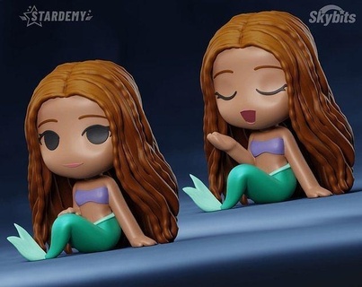 ariel chibi little mermaid live movie 2 models supports disney sean flounder ocean eric action fish tail sd cute nosupports games toys 3d print model - Mito3D
