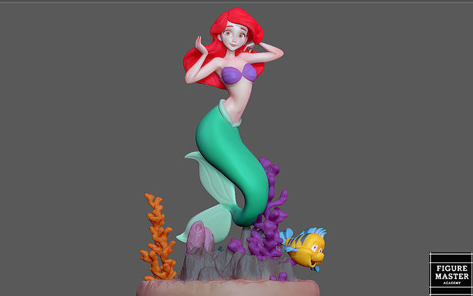 ariel sirena 2 disney animazione carattere statua Principessa 3d Stampa arte sculture 3D print model - Mito3D