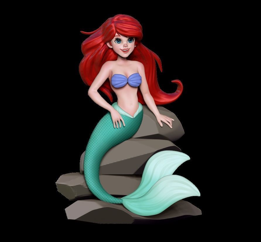 ariel sirena 3d modello stampa disney figura donna 3dprint ragazza sirenetta arte statua fantasia immaginario creatura principessa giochi giocattoli 3D print model - Mito3D