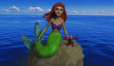 ariel mermaid 3d print sculpture disney sebastian sea figure beach fantasy fictional creature games toys 3d print model - Mito3D