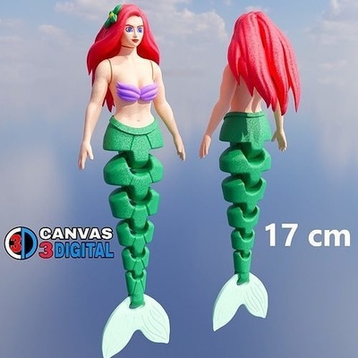 ariel mermaid toy woman dragon articulated fantasy flexible imprimir fish art games toys 3d print model - Mito3D