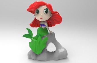 ariel sereia estatueta toon desenho animado lindo menina fantasia ficcional criatura fêmea peixe escultura anime mar oceano arte esculturas 3d print model - Mito3D