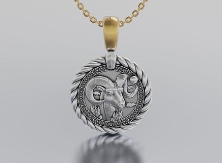 aries horoscope pendant jewelry shining platinum luxury necklace chrome rope art luster silver gem diamond ring gold brilliant sterling pendants 3d print model - Mito3D