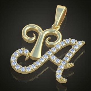 Ariete lettera pendente modello 3d 0212 stampabile gioielleria gioiello ciondoli lusso anelli squillare orecchino orecchini braccialetto collana nozze diamante oro platino argento Catene braccialetti 3d print model - Mito3D