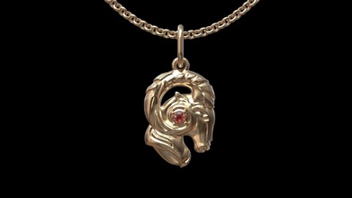 ariete pendente gioielleria catena argento stampabile oro oroscopo zodiaco cartello gemma ciondoli gioiello tromba corno astrologico 3d print model - Mito3D