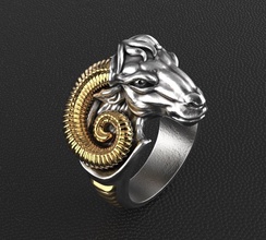 Widder Ring Schmuck Gold Juwel Kunst druckbar Silber Sterling Luxus Ringe 3d print model - Mito3D