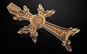 armenia attraversare armeno abbellimento gioielleria pendente orecchini gemelli oro argento platino crocifisso gesù stampabile religiou oggetto collana ciondoli 3d print model - Mito3D