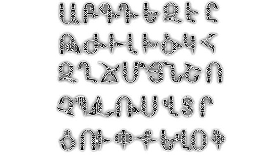 armenian classic initial letter necklaces letters design art jewelry printable silver gold alphabet platinum pendant pendants font bird new tarer 3d print model - Mito3D