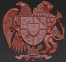 armenio heráldico símbolo heráldica Arte león águila espada coser esculturas 3d print model - Mito3D