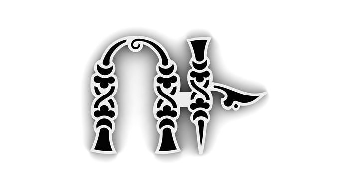 arménien lettres conception art bijoux imprimable argent or alphabet platine pendentif pendentifs 3D print model - Mito3D