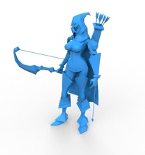 armoerd archer woman art girl low poly body fantasy sculptures statue 3d print model - Mito3D