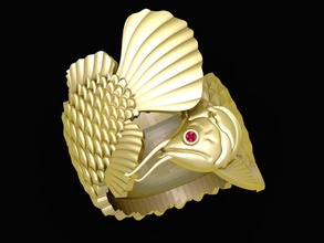 arowana ring 3024 jewelry fashion accessories gold diamond man men design fengshui fish rings 3d print model - Mito3D