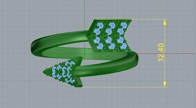 seta diamante anel flecha banda joalheria 3dmodel caixinha joias argolas 3d print model - Mito3D
