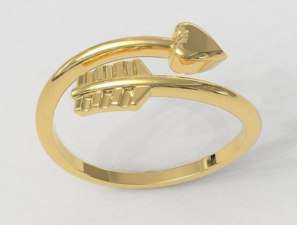 seta anel adolescente moda lindo argolas parafuso cupido arqueiro arma jovem ouro paulorani joalheria 3d print model - Mito3D