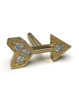 arrow stud earrings studearrings jewelry gold silver diamond printable gem earring luxury fashion sterling brilliant platinum piercing 3d print model - Mito3D