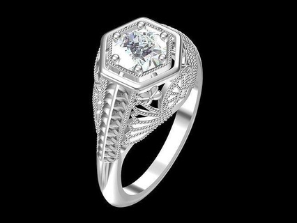 Arte deco 02 anillo joyería joya anillos oro imprimible diamante plata Boda compromiso platino brillante libra esterlina 3d print model - Mito3D