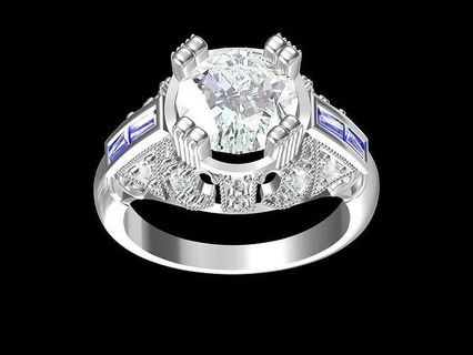 art deco 07 bague bijoux anneaux or imprimable diamant argent mariage engagement bijou platine mode beauté déco 3d print model - Mito3D