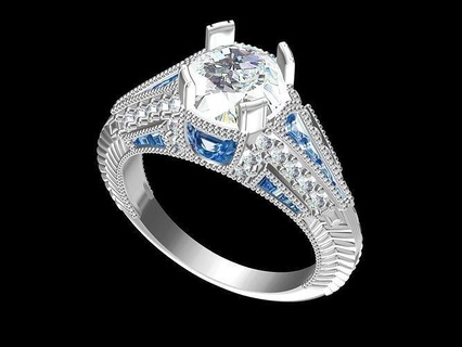 art deco-10 ring jewelry rings gold printable diamond silver jewellery wedding jewel engagement gem deco 09 fashion beauty 3d print model - Mito3D