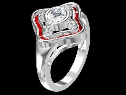 arte deco 13 anel joalheria argolas ouro imprimível diamante prata jóias Casamento jóia noivado platina moda branco 3d print model - Mito3D