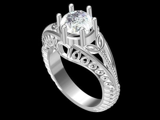 art deco-14 ring jewelry rings diamond jewellery wedding jewel engagement sterling gold fashion deco 14 beauty engagem silver 3d print model - Mito3D