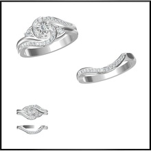 art deco Braut Satz ring-Schmuck-cad Braut-set solid gold ring art-Déco-ring minimalistischen vintage-ring eleganter best bridal set benutzerdefinierte günstige Schmuck Ringe 3d print model - Mito3D