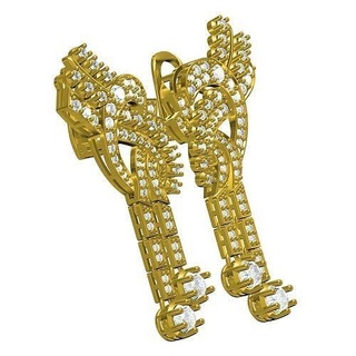 art deco diamond clip earring gold jewelry precious printable silver 3d cad design sith jewel platinum omega stud ring hoop earrings 3d print model - Mito3D