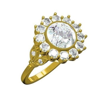 Arte deco diamante racimo compromiso anillo joyería joya precioso oro platino imprimible plata sith 3d canalla diseño personalizar Boda anillos 3d print model - Mito3D