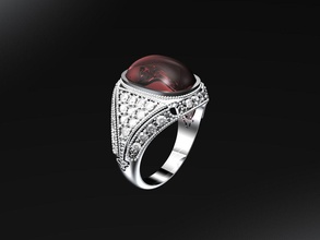 art deco anello di fidanzamento gioielli granato stampabile gemma anelli 3d print model - Mito3D