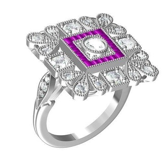 art deco floral inspire wedding ring jewelry gem platinum precious gold printable silver engagement jewel 3d cad design sith customize rings 3d print model - Mito3D