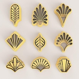 art deco flowers 2 polymer clay cutter earring embosser printing stamp fondant doh plasticine play cold pottery house flower jewelry earrings 3d print model - Mito3D