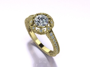 arte deco oro diamanti fidanzamento art deco squillare gemme gemma unico progettista speciale roundcut gioielleria anelli stampabile argento moda bellezza gioiello 3d print model - Mito3D