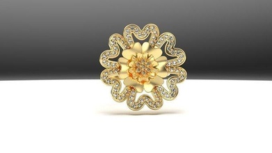 Kunst Deko Herz Blume Diamant Juwel Schmuck Dekoration Luxus leuchtenden Platin Gold Silber druckbar Ring Mode 3d print model - Mito3D