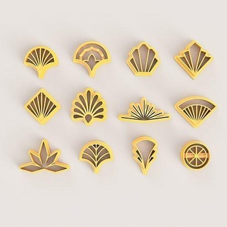 art deco invert polymer clay cutter earring artdeco shape form plastic kind isolated jewelry earrings 3d print model - Mito3D