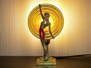1 art deco lamba heykel sanat dekor ev eşyaları glamour heykelcik kadın insanlar led aydınlatma <url> 3d print model - Mito3D