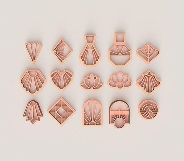 art deco part 2 polymer cutter set clay new form classic fashionable earrings minimalism organic shape jewell jewelry earring fashion stamp fondant 3d print model - Mito3D