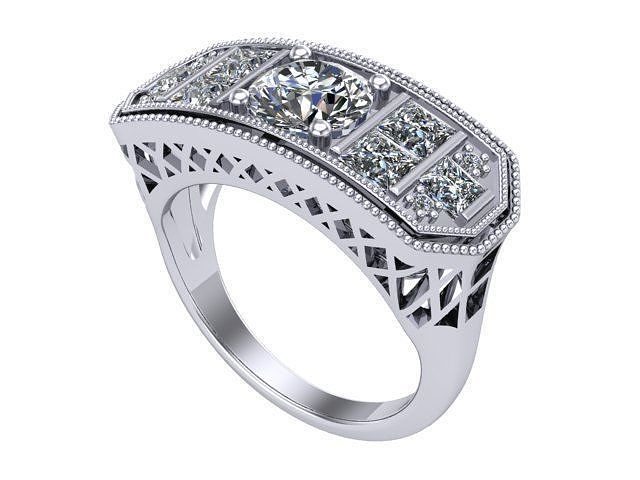 Arte deco anillo diamante dorado plata joyería joya anillos 3D print model - Mito3D