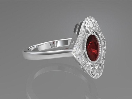 arte deco squillare gioielleria oro stampabile anelli diamante brillante art Deco gemma moda design 3d print model - Mito3D