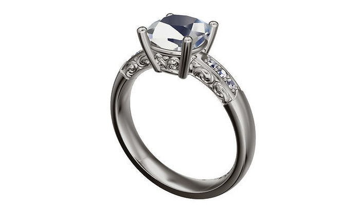 art deco ring engagement jewelry 3dmodeling printing model design rings 3d print model - Mito3D