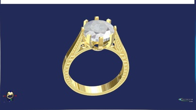 art deco anello gioielli oro bellezza gioiello diamante di fidanzamento matrimonio gemma anelli 3d print model - Mito3D