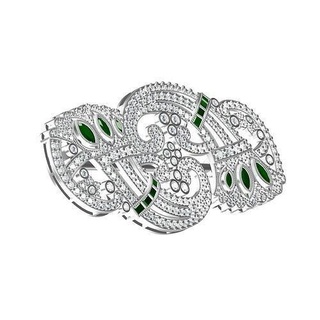 arte deco stile progettista spilla 2 gioielleria gemma moda oro argento stampabile diamante gioiello bianca sterlina spille 3d print model - Mito3D