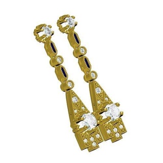 art deco style push back earring precious gold jewelry printable silver diamond jewel gem platinum 3d cad design sith customize earrings 3d print model - Mito3D