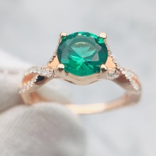 Arte deco Boda anillo delicado emerlad promesa personalizado joyería joya compromiso platino plata diamante 3dm anillos 3d print model - Mito3D
