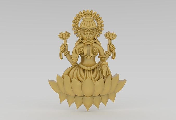 art laxmi indian godess sculpture pendent jewelry sculptures lakshmi statue pendants 3D print model - Mito3D