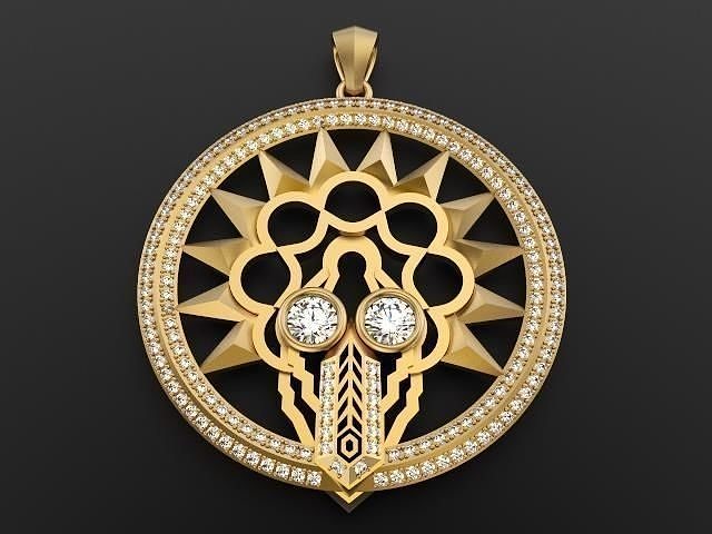 artdecco mask pendant jewelry gold art pendants 3D print model - Mito3D