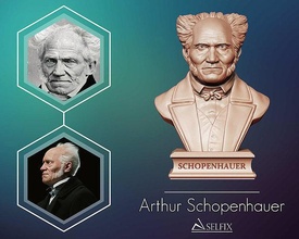 arthur schopenhauer 3d yazdırılabilir heykel sanat vesika adam dekor heykelcik büst heykeller 3d print model - Mito3D