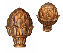 alcachofa pomo de antigüedades la cabeza edad clásico en arquitectura detalles decoración cono plan símbolo madera talla art las esculturas 3d print model - Mito3D