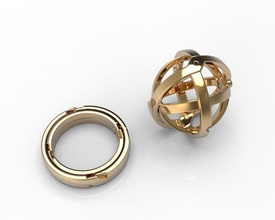artikuliert Finger Ringe Gold Schmuck Silber druckbar Sterling Armillare Kugel Ring Scharnier beweglich 3d print model - Mito3D